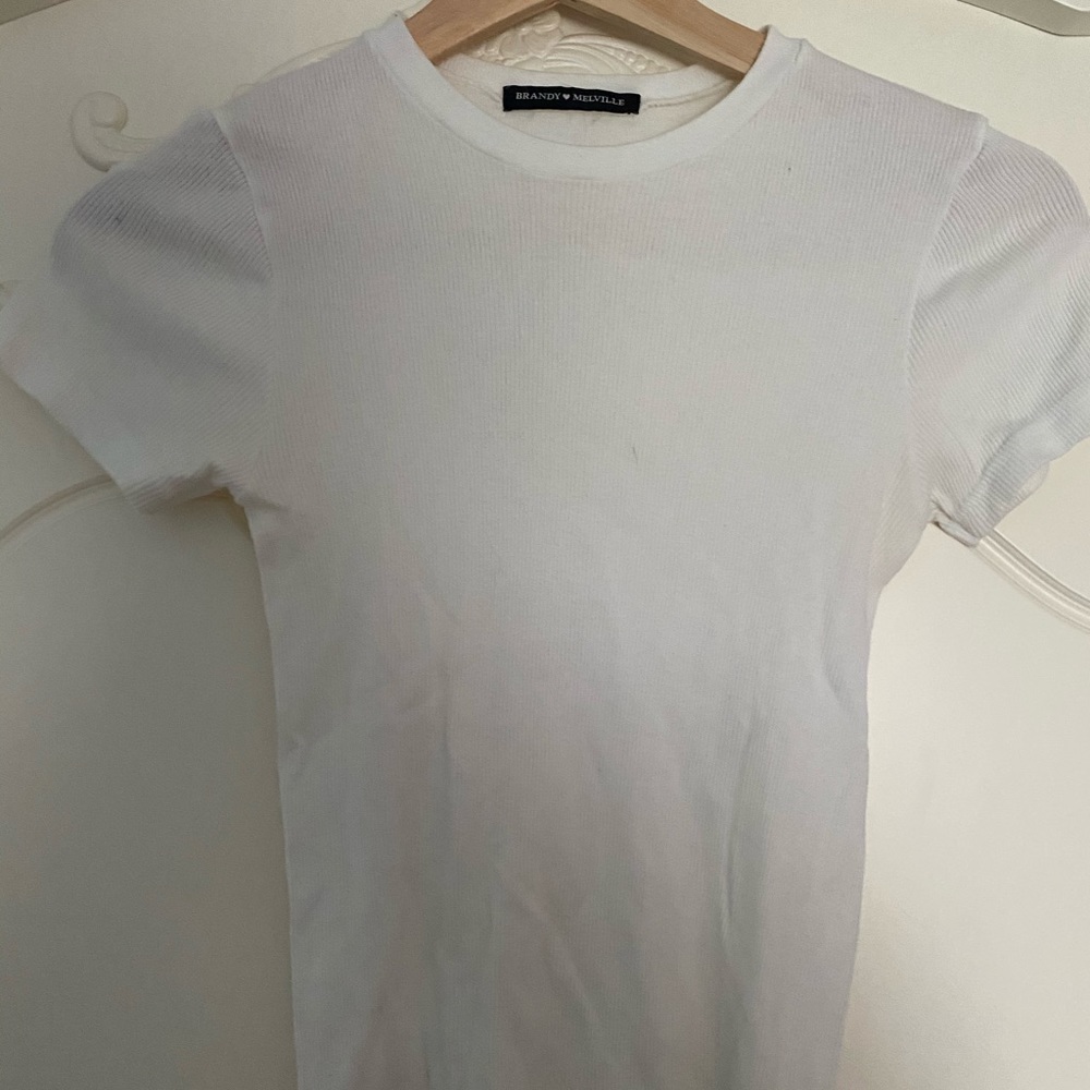 brandy melville white shirt sleeve top